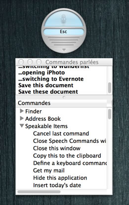 commandes parlées dans Mac OSX
