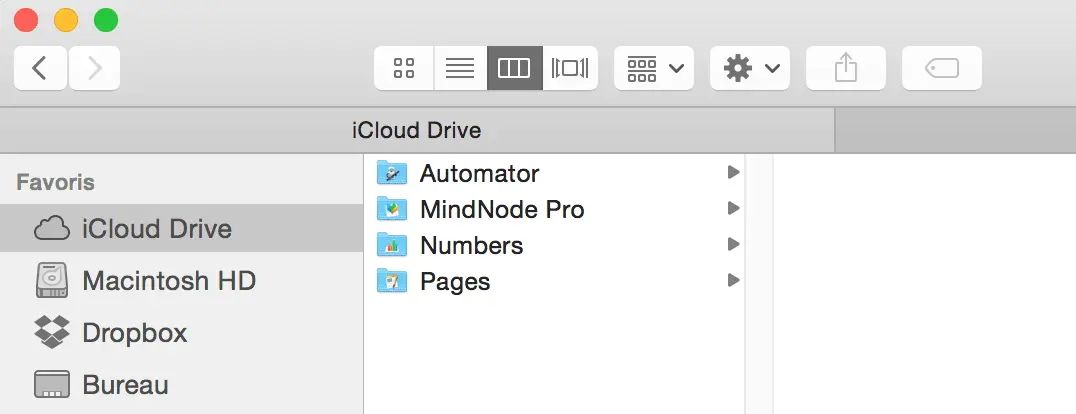 Dossiers crées par les différentes applications compatibles iCloud Drive