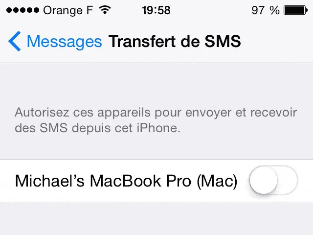 Activer le transfert des SMS sur le Mac depuis l'iPhone