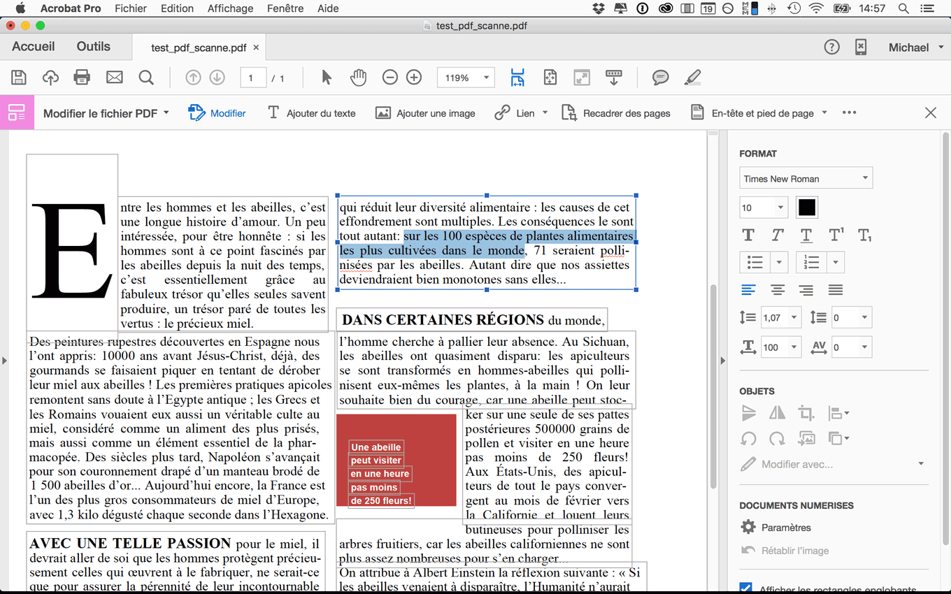 modification du PDF scanné dans Acrobat DC ou PDFpen