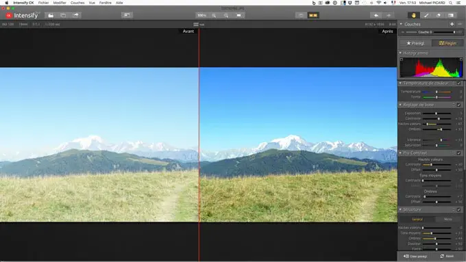 améliorer les couleurs d'une photo sur mac avec Intensify CK